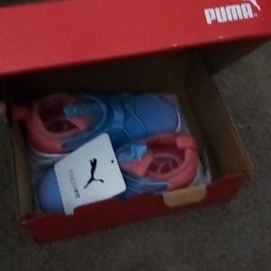 Puma shoes size 2 pink and blue